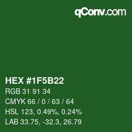 颜色代码: HEX #1F5B22 | qconv.com