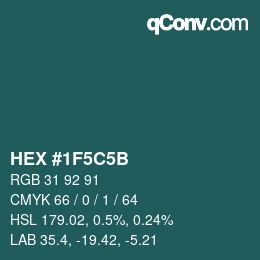 Color code: HEX #1F5C5B | qconv.com