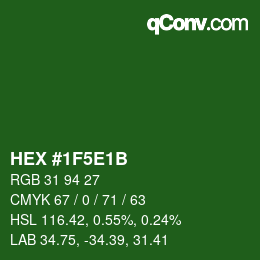 Color code: HEX #1F5E1B | qconv.com