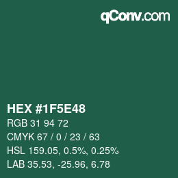 Color code: HEX #1F5E48 | qconv.com