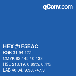 Farbcode: HEX #1F5EAC | qconv.com