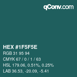 Color code: HEX #1F5F5E | qconv.com