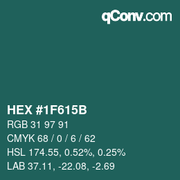 Color code: HEX #1F615B | qconv.com