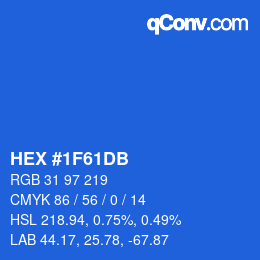 颜色代码: HEX #1F61DB | qconv.com