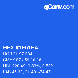 Farbcode: HEX #1F61EA | qconv.com