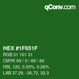 颜色代码: HEX #1F651F | qconv.com