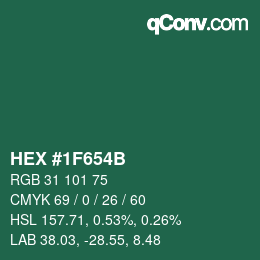 Color code: HEX #1F654B | qconv.com