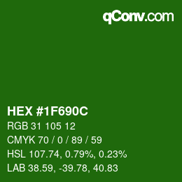 颜色代码: HEX #1F690C | qconv.com