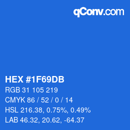 颜色代码: HEX #1F69DB | qconv.com