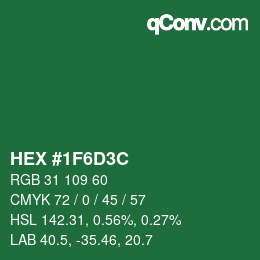 Color code: HEX #1F6D3C | qconv.com