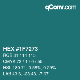 カラーコード: HEX #1F7273 | qconv.com