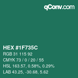 Color code: HEX #1F735C | qconv.com