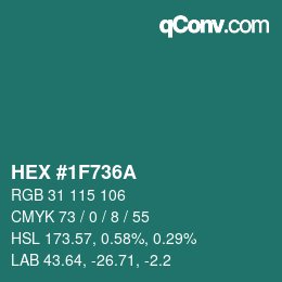 Color code: HEX #1F736A | qconv.com