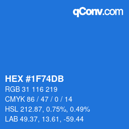 颜色代码: HEX #1F74DB | qconv.com