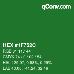 Color code: HEX #1F752C | qconv.com