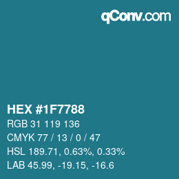 カラーコード: HEX #1F7788 | qconv.com