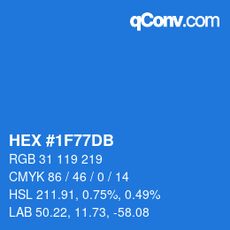 颜色代码: HEX #1F77DB | qconv.com