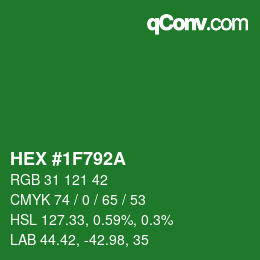 カラーコード: HEX #1F792A | qconv.com