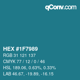 Color code: HEX #1F7989 | qconv.com