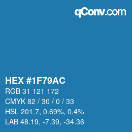 カラーコード: HEX #1F79AC | qconv.com