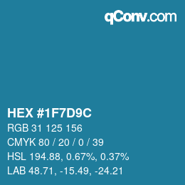 Color code: HEX #1F7D9C | qconv.com