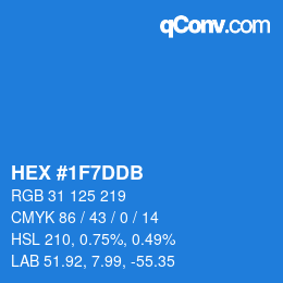 颜色代码: HEX #1F7DDB | qconv.com