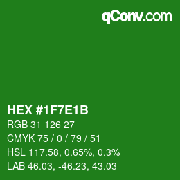 Color code: HEX #1F7E1B | qconv.com