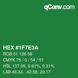 Color code: HEX #1F7E3A | qconv.com