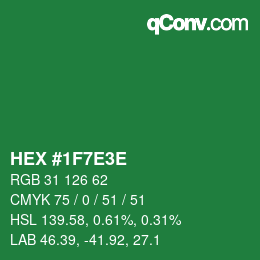 カラーコード: HEX #1F7E3E | qconv.com