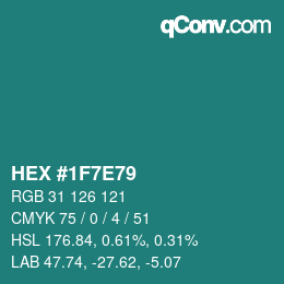 Color code: HEX #1F7E79 | qconv.com