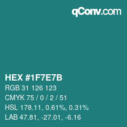 Color code: HEX #1F7E7B | qconv.com