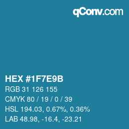 Color code: HEX #1F7E9B | qconv.com