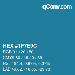 Color code: HEX #1F7E9C | qconv.com