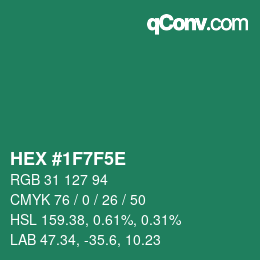 Code couleur: HEX #1F7F5E | qconv.com