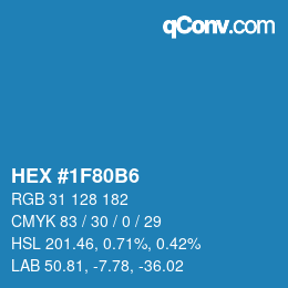 颜色代码: HEX #1F80B6 | qconv.com
