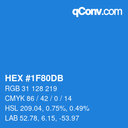 颜色代码: HEX #1F80DB | qconv.com