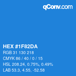 カラーコード: HEX #1F82DA | qconv.com