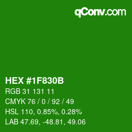 Color code: HEX #1F830B | qconv.com