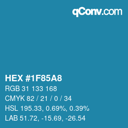 颜色代码: HEX #1F85A8 | qconv.com