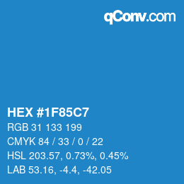 カラーコード: HEX #1F85C7 | qconv.com