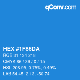 カラーコード: HEX #1F86DA | qconv.com