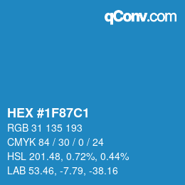 カラーコード: HEX #1F87C1 | qconv.com