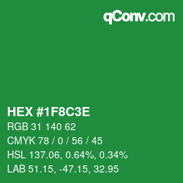 カラーコード: HEX #1F8C3E | qconv.com