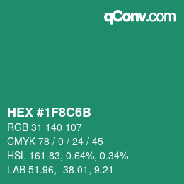 Color code: HEX #1F8C6B | qconv.com