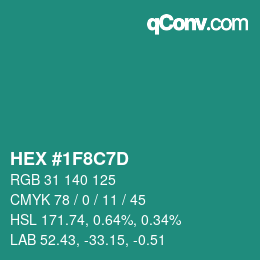 Color code: HEX #1F8C7D | qconv.com