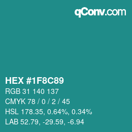 Color code: HEX #1F8C89 | qconv.com