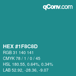 Color code: HEX #1F8C8D | qconv.com