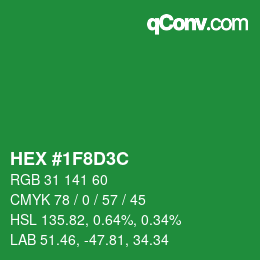 Color code: HEX #1F8D3C | qconv.com
