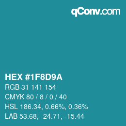 Color code: HEX #1F8D9A | qconv.com