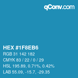 カラーコード: HEX #1F8EB6 | qconv.com